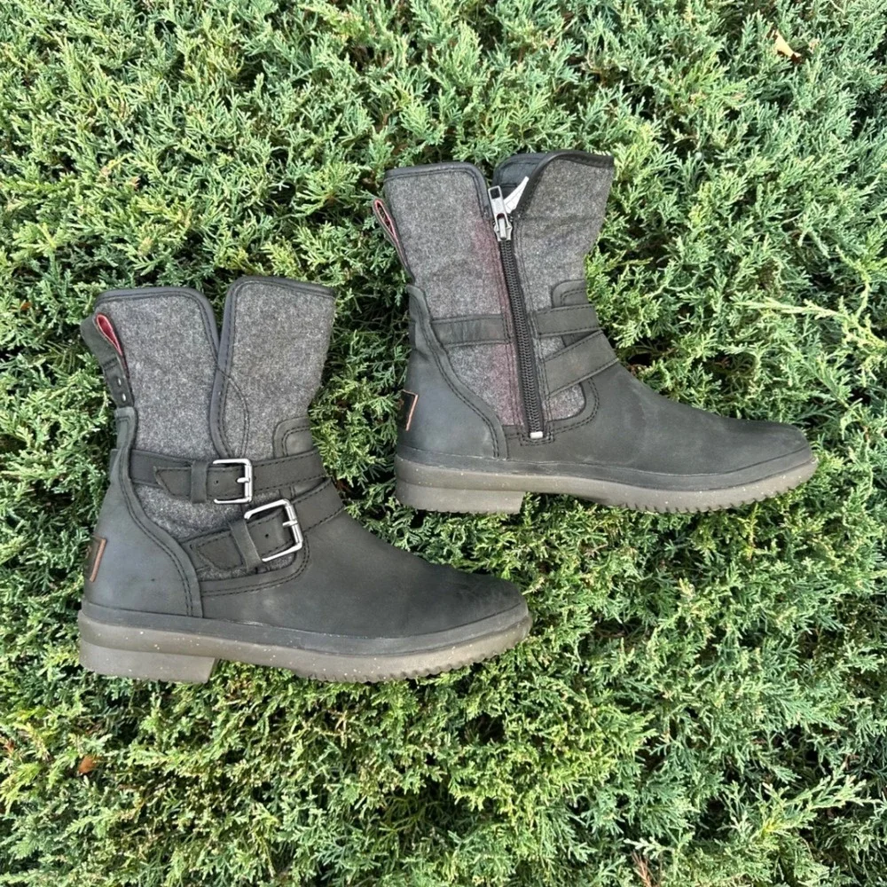 UGG Simmens Waterproof Leather‎ Boots Women's Size 6 Black